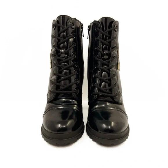 Aldo Glitteratti Lace up High Heel Combat Boots - Picture 7 of 11